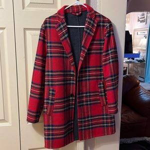 Zara Red Plaid Coat , size S